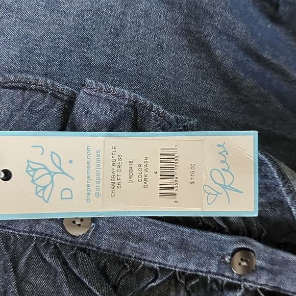 Draper James Chambray Ruffle Bell Sleeves Shift Dress Women's 4 NWT - Picture 10 of 10